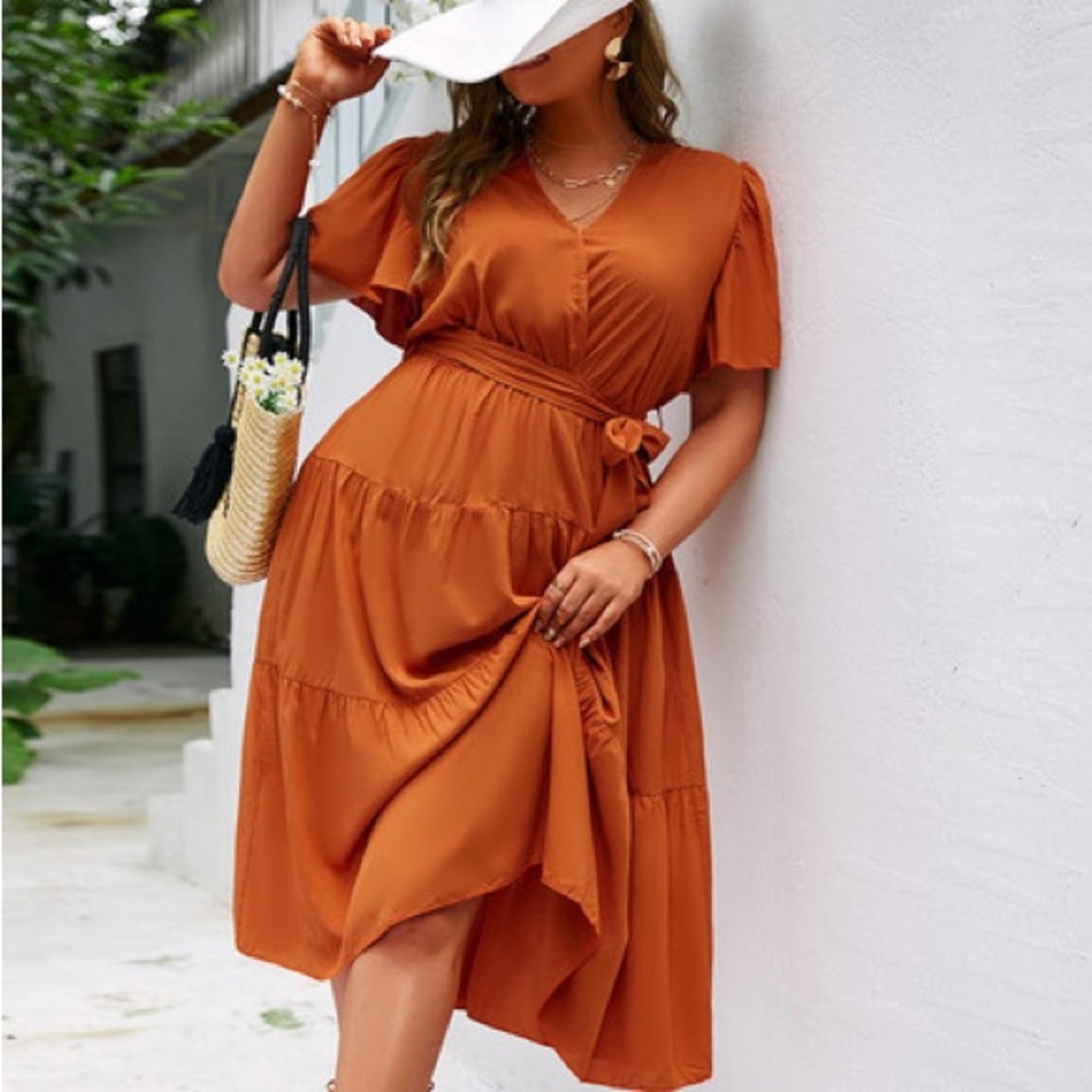 Plus size brown summer dress